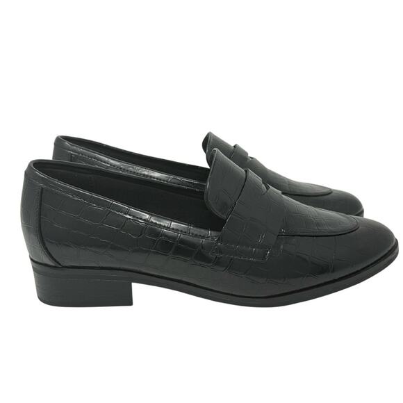 ALDO Black Crocodile Loafers Women's 8 - Picture 1 of 8